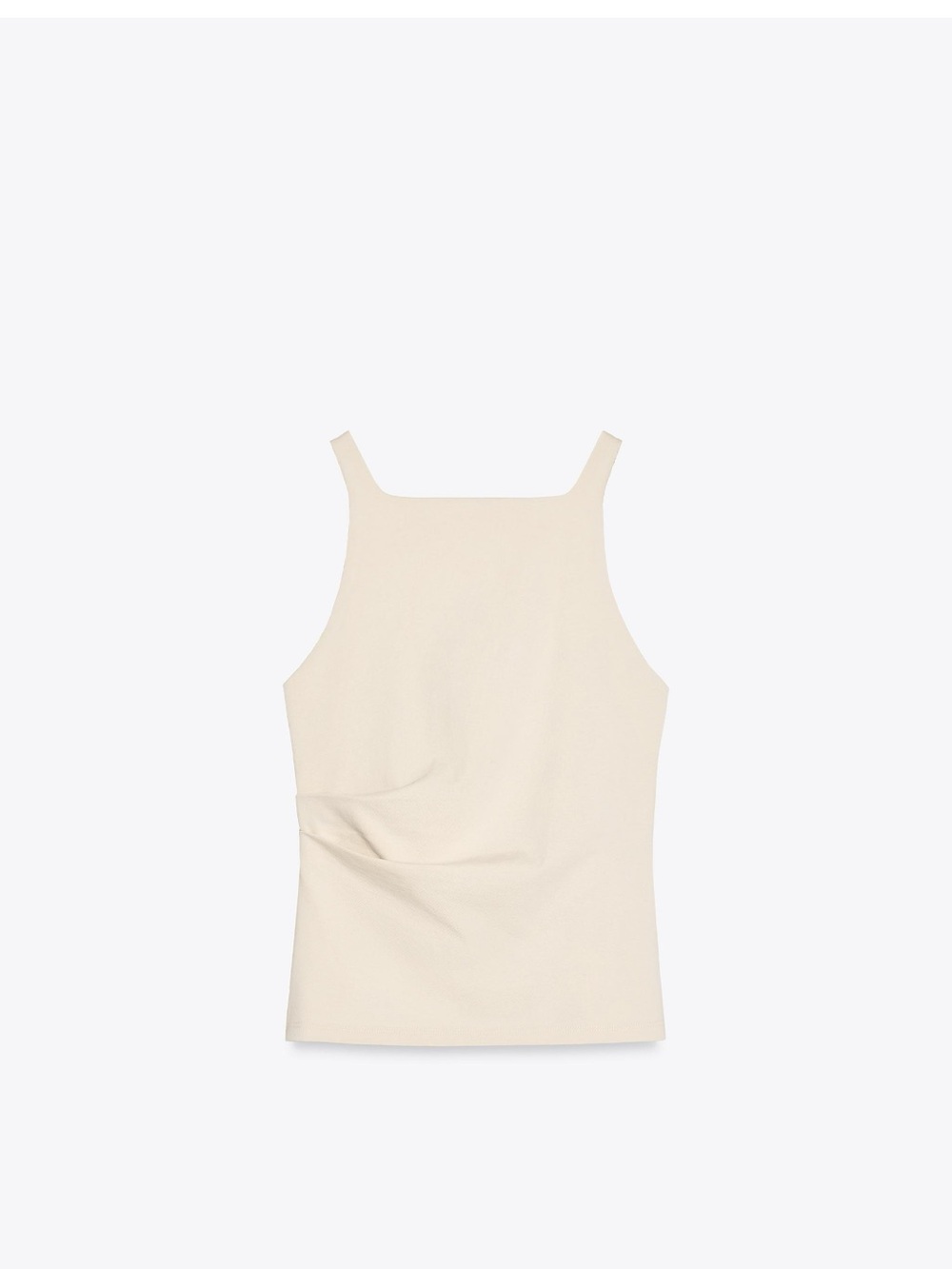 Zara Cream High-Neck Square-Strap Tank Top